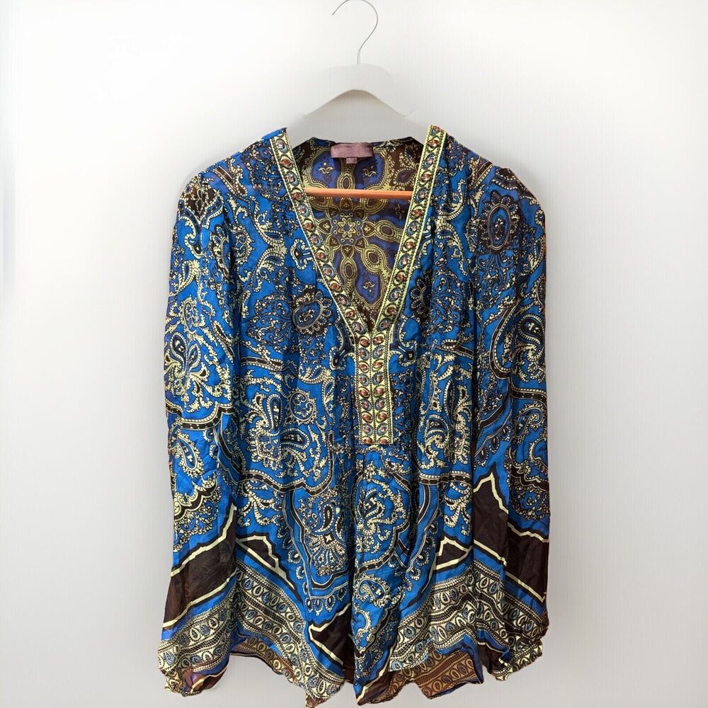 Hale Bob Cabana Cover Up Tunic Beaded Size Small Semi Sheer